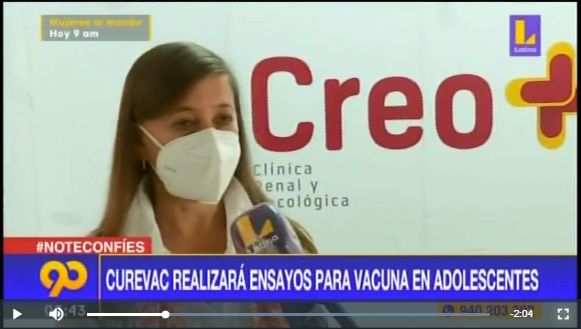 CUREVAC realizará ensayos en Perú para vacuna en adolescentes